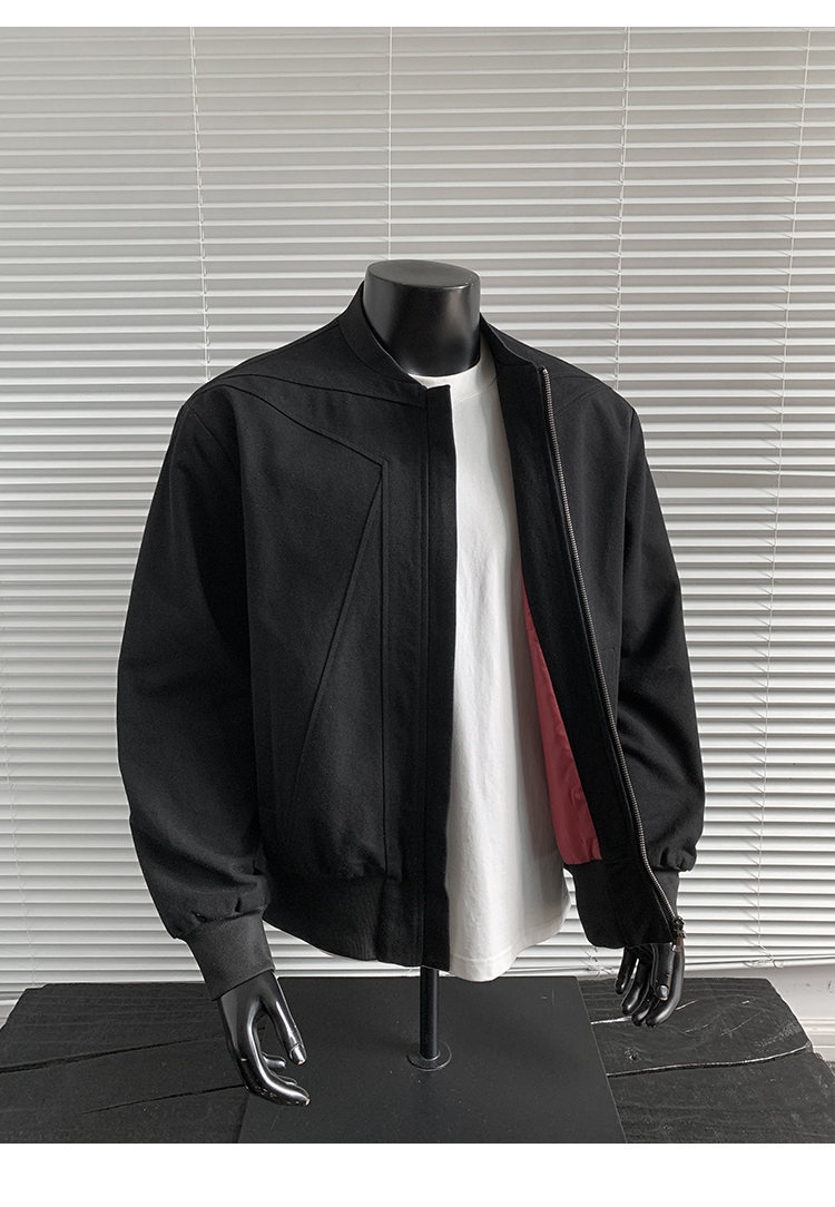 boy Black Warrior Heavy Canvas Flight Jacket Men's Autumn Bomber Inverted Triangle Silhouette Washed Vintage Cotton Coat_voghion.com