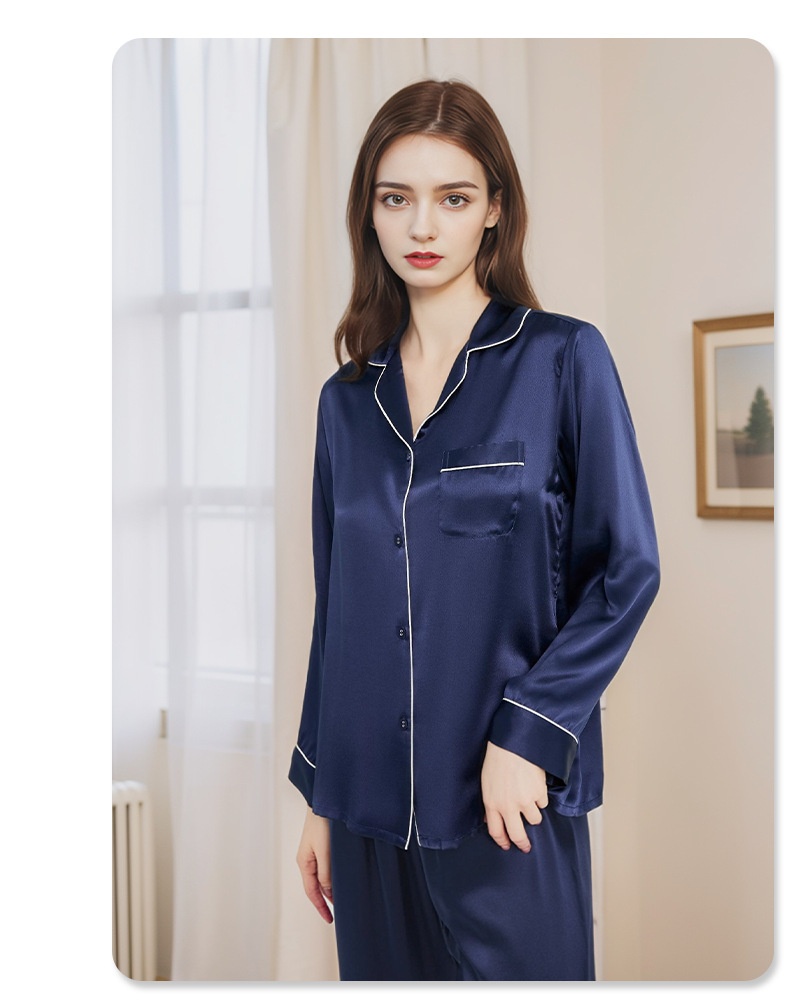 ChicShe European And American Plus Size Pajamas For Women Summer New Sleeve Long Pants 100% Mulberry Silk Thin Homewear Set_voghion.com