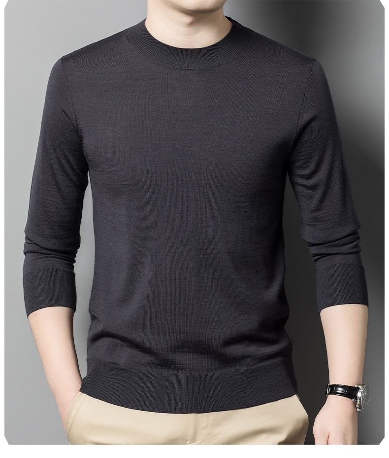 Maglione da uomo in lana lavorata a maglia a collo alto, sottile e lavabile in lavatrice, di alta qualità, per uomini giovani e di mezza età_voghion.com