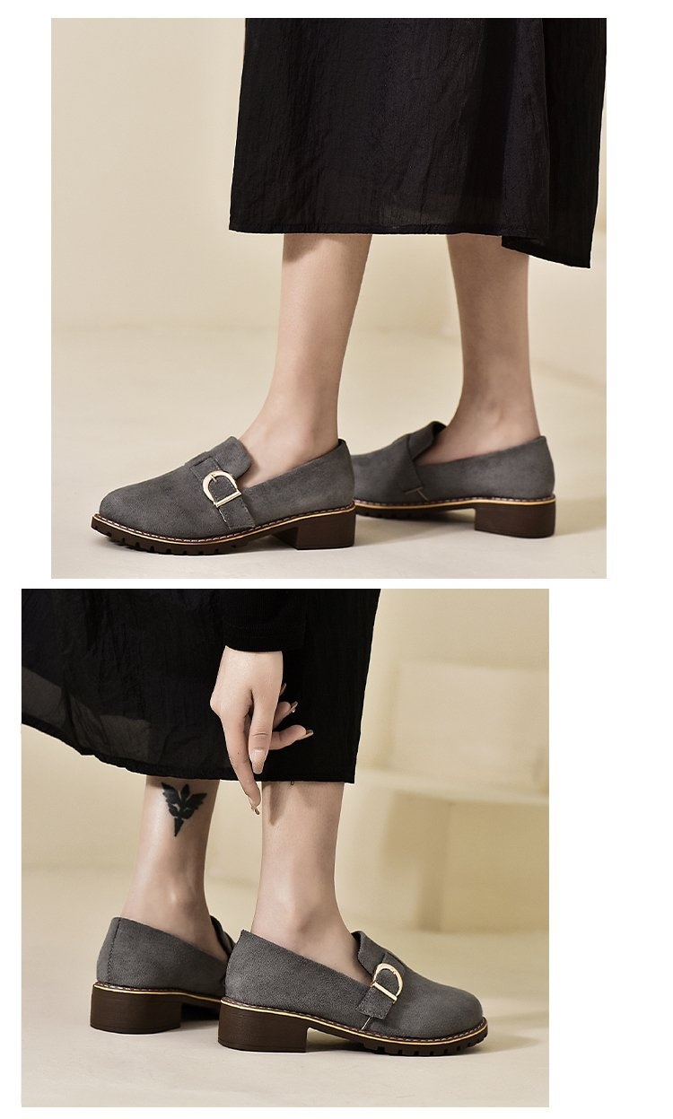 Plus size loafers voor vrouwen 2024 lente nieuwe mode riem gesp instappers suède oppervlak vierkante hak moeder schoenen_voghion.com
