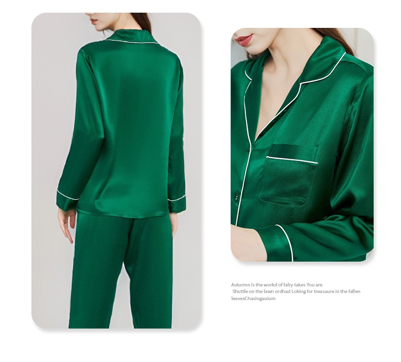 ChicShe European And American Plus Size Pajamas For Women Summer New Sleeve Long Pants 100% Mulberry Silk Thin Homewear Set_voghion.com