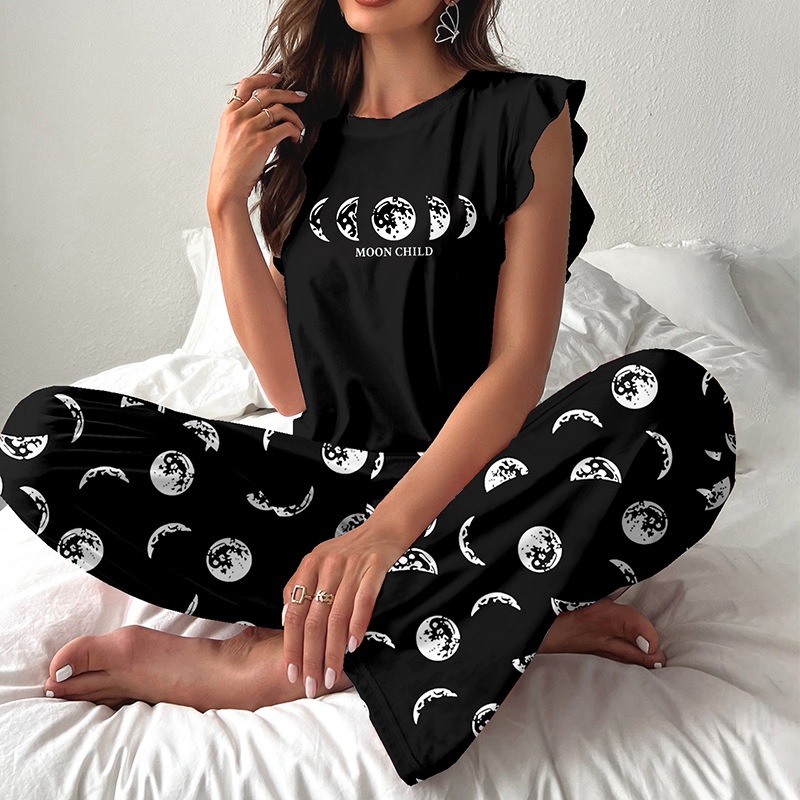 ChicShe 2024 New Cross-Border European And American Style Short Sleeve T-Shirt Long Pants Women's Pajamas Casual Comfortable_voghion.com