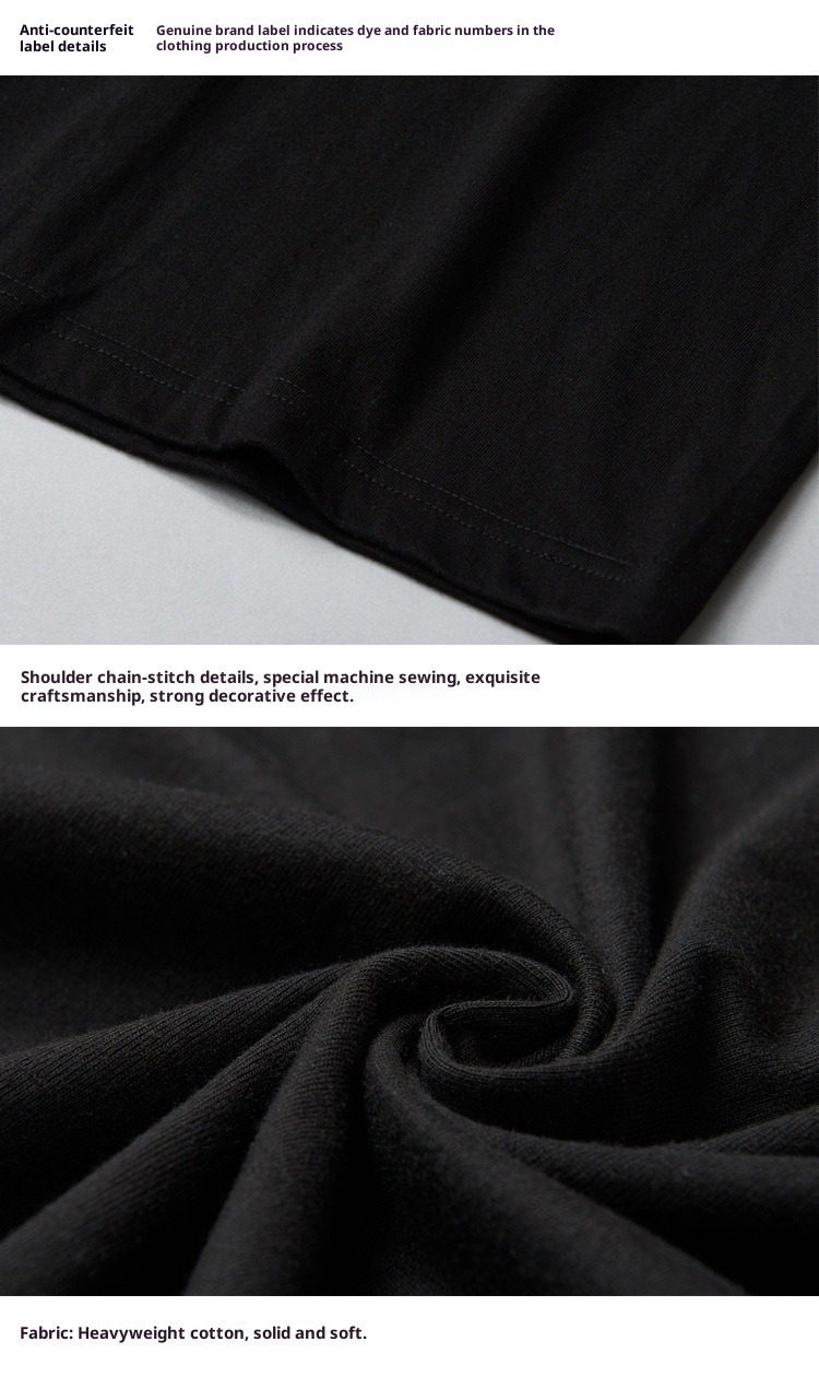 T-shirt unisexe à manches longues, col rond, 250 g, en pur coton japonais épais, coupe ample, sans coutures, fond blanc._voghion.com