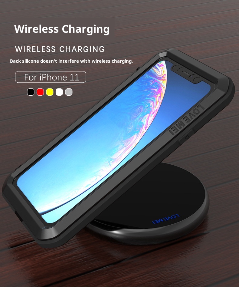 TechGlobe Compatible With IPhone 11 Shockproof Phone Case Thickened Silicone Full Coverage Military Anti-drop Metal Frame_voghion.com