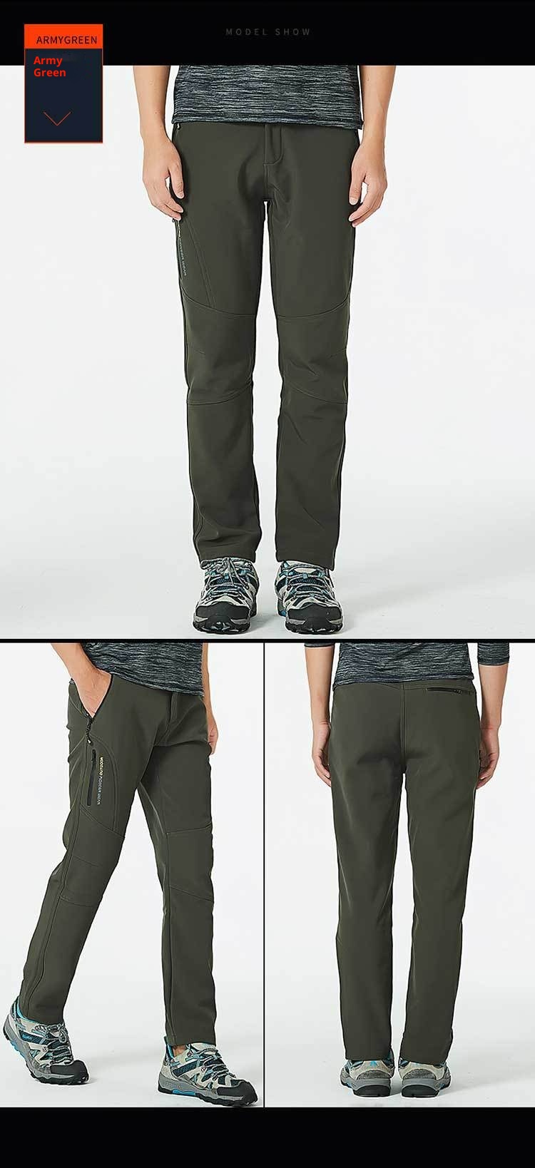 001 Soft Shell Softshell Men Women Fleece-Lined Ski Thickened Warm Outdoor Fleece Hiking Pants_voghion.com