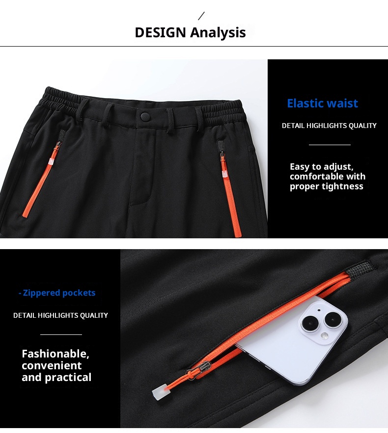 001 Men's Windproof Waterproof Outdoor Sports Hiking Spring Autumn Thin Soft Shell Rainproof Mountaineering Pants_voghion.com