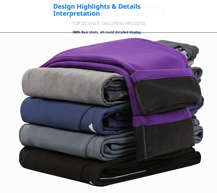 Calça Softshell Esportiva Outdoor 001 para Homens e Mulheres, Outono Inverno Cor Sólida Fleece Esqui Caminhada Calça Comprida, Grossa e_voghion.com