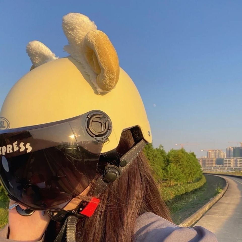 001 Angelababy Estilo Adorable Decoración de Orejas de Oveja para Vehículos Eléctricos Accesorios para Cascos de Esquí DIY_voghion.com