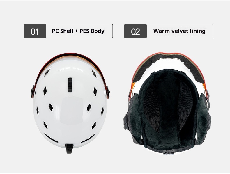 001 Einteiliger Skibrillen-Schutzhelm Outdoor-Skiausrüstung Sportausrüstung Unisex-Schneehelm_voghion.com