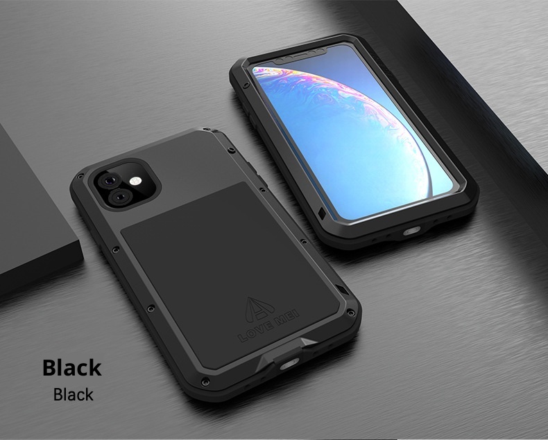 TechGlobe Compatible With IPhone 11 Shockproof Phone Case Thickened Silicone Full Coverage Military Anti-drop Metal Frame_voghion.com