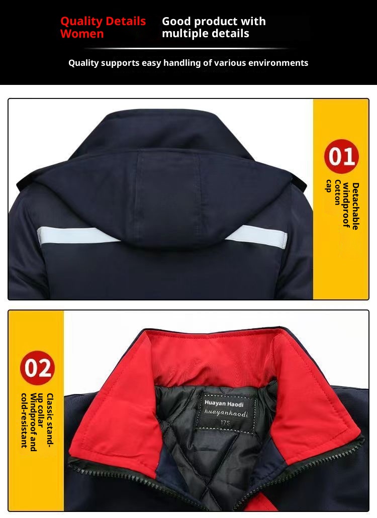 boy Winter Jacket For Men, Thickened, Wear-resistant, Cold-proof, Warm, Reflective Strips, Outdoor Cold Storage Work,_voghion.com