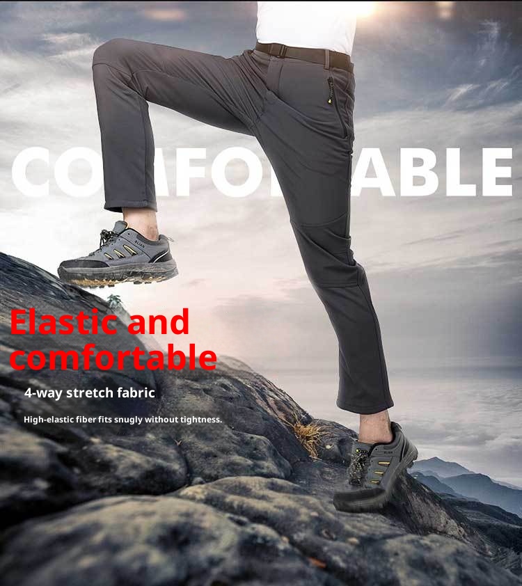 001 Soft Shell Softshell Men Women Fleece-Lined Ski Thickened Warm Outdoor Fleece Hiking Pants_voghion.com