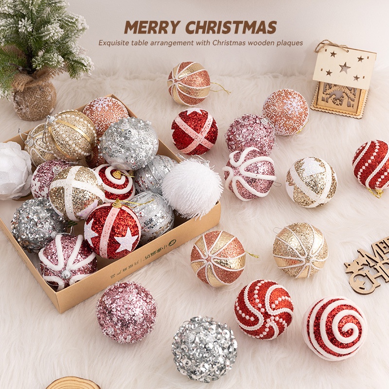 Lillian Hot Sale 8CM Hand-Painted Electroplated Ball Home Pendant Christmas Decoration Scene Arrangement_voghion.com