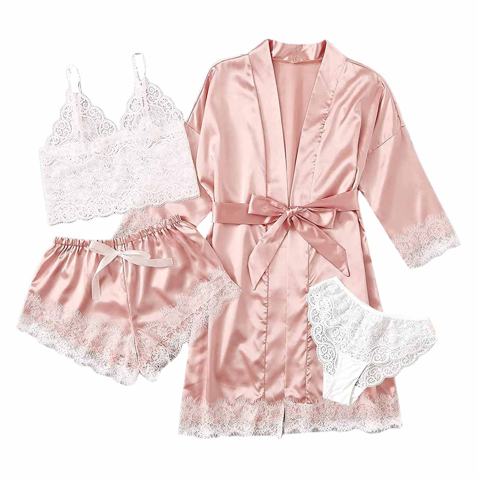 ChicShe European And American Sexy Lingerie Cross-Border Trade Women's Pajamas Four-Piece Plus Size Nightgown Camisole Set_voghion.com