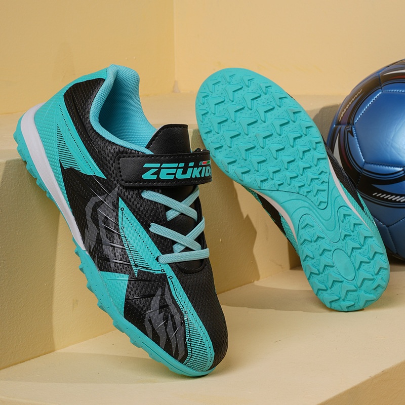 ShoeGlobe Zhizu Brand Soccer Children, No-Tie Shoelaces, Buckle TF Rubber Sole, Artificial Turf Training Shoes For Primary And_voghion.com