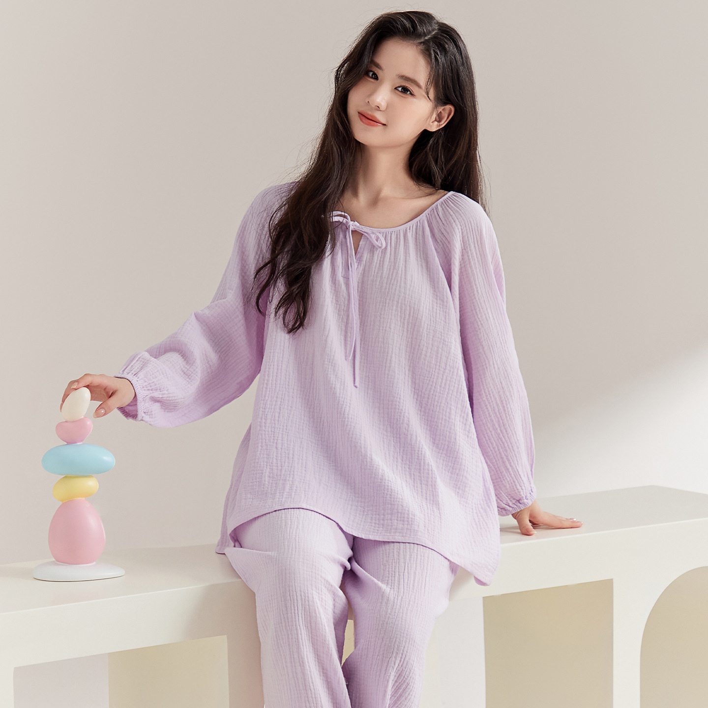 ChicShe Powerful Merchant A-Class Maternity Grade Gauze Pajamas For Women Spring And Autumn Pure Cotton Postpartum Nursing_voghion.com