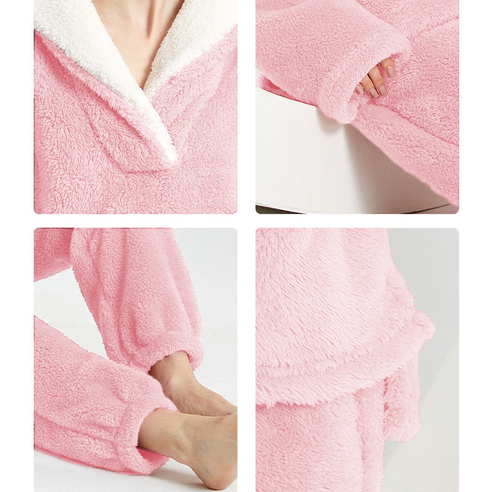 ChicShe Winter Cross-Border Women's Coral Fleece Comfortable Soft Pajamas Sleep Pants European And American Plus Size Homewear_voghion.com
