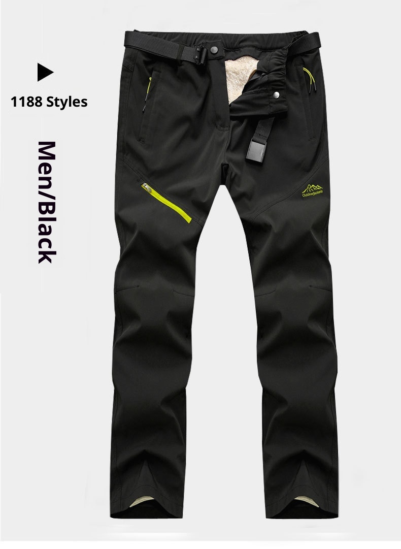 001 Outdoor Softshell For Men Women, Autumn And Winter Fleece-Lined Thickened Detachable Liner Warm Hiking Pants_voghion.com
