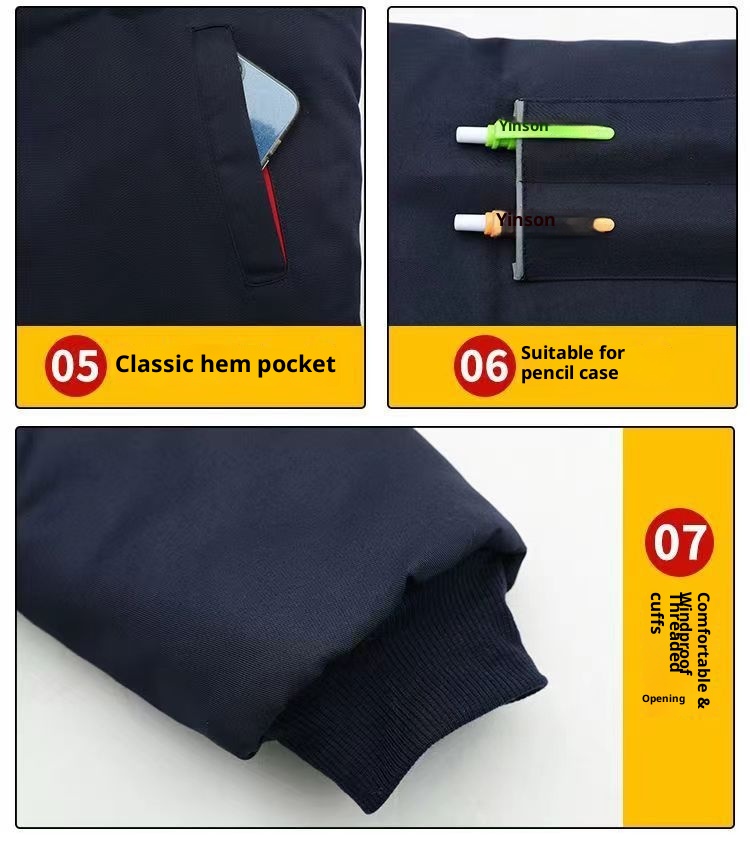 boy Winter Jacket For Men, Thickened, Wear-resistant, Cold-proof, Warm, Reflective Strips, Outdoor Cold Storage Work,_voghion.com