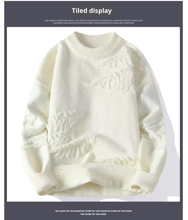 Maglione invernale da uomo alla moda, tinta unita, versatile, girocollo, manica lunga, strato di base spesso, stile giapponese, pigro_voghion.com