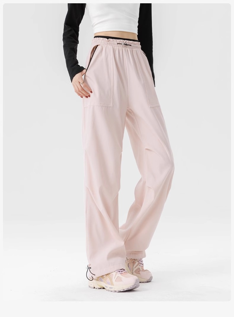 001 Woodpecker Pantalones casuales de verano para mujer, largos, con cordón, sencillos, de cintura alta, adelgazantes, de pierna ancha, para exteriores, para hombre_voghion.com