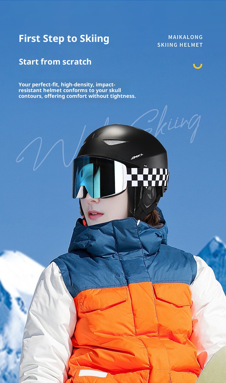 001 Professional Ski Helmet Hat Snow Goggles Integrated For Men Women Adults And Children Full Set Safety Gear_voghion.com