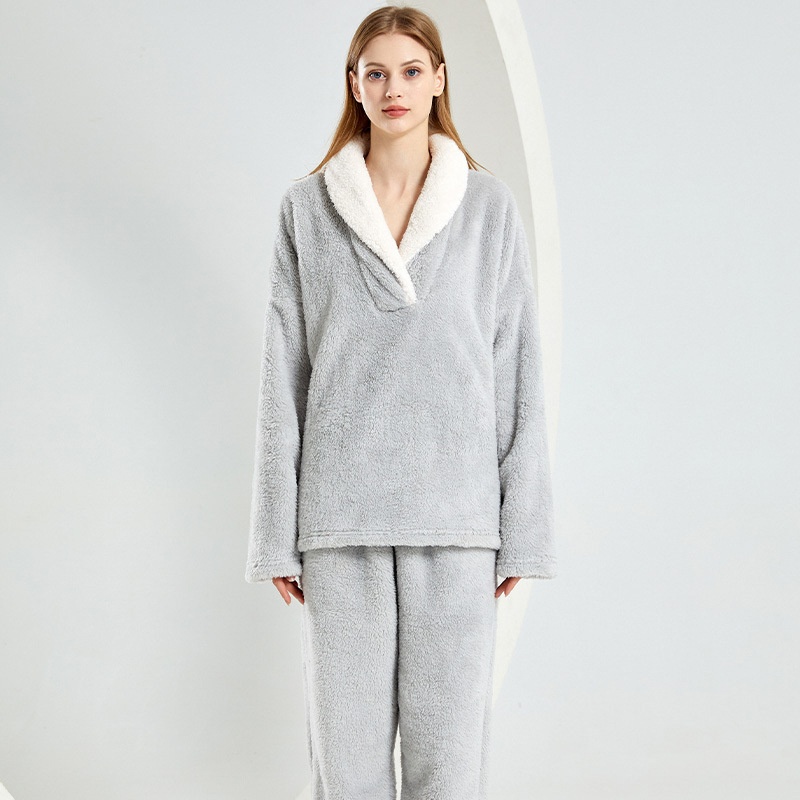 ChicShe Winter Cross-Border Women's Coral Fleece Comfortable Soft Pajamas Sleep Pants European And American Plus Size Homewear_voghion.com
