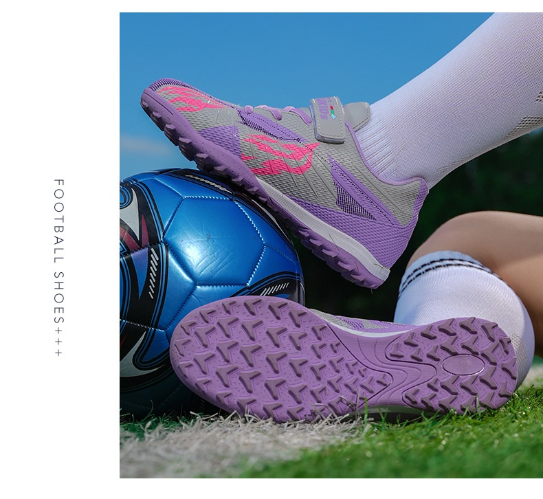 ShoeGlobe Zhizu Brand Soccer Children, No-Tie Shoelaces, Buckle TF Rubber Sole, Artificial Turf Training Shoes For Primary And_voghion.com