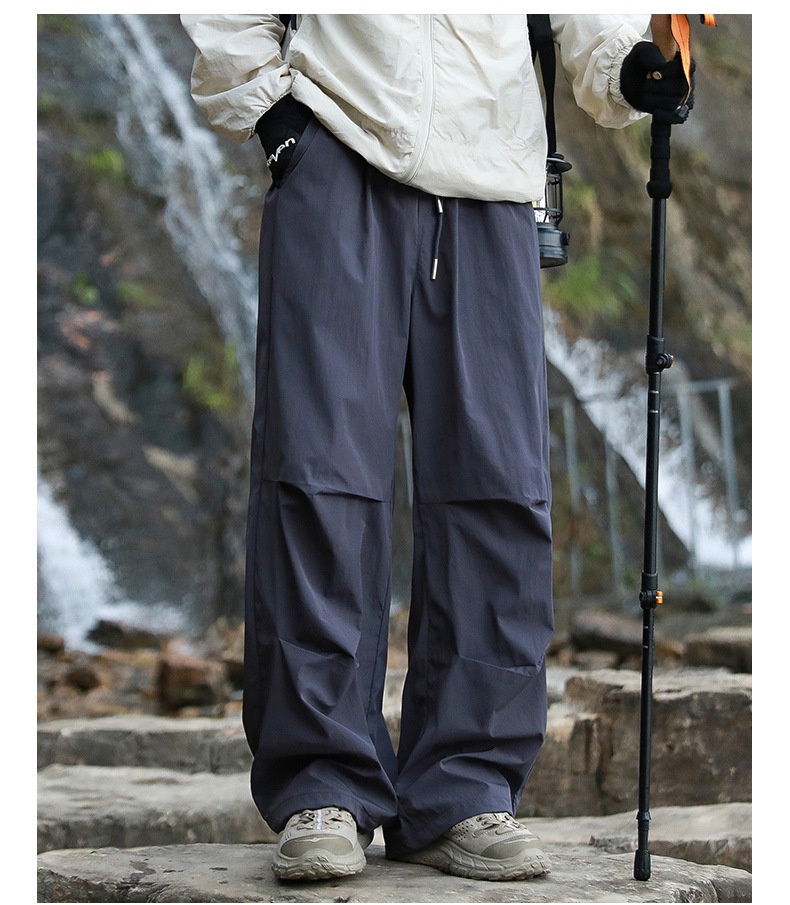 001 Outdoor Hiking Functionele rechte broek voor mannen en vrouwen, snel drogende casual losse waterdichte trekkingbroek met wijde pijpen,_voghion.com