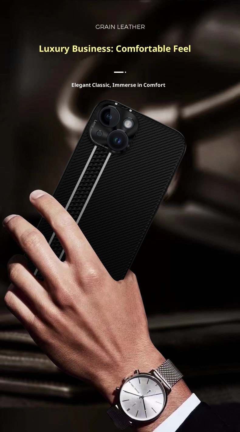 Custodia in fibra di carbonio TechGlobe Business per iPhone 15 Plus con strisce fluorescenti, custodia in pelle per iPhone 14 Pro Max, 13 XR_voghion.com