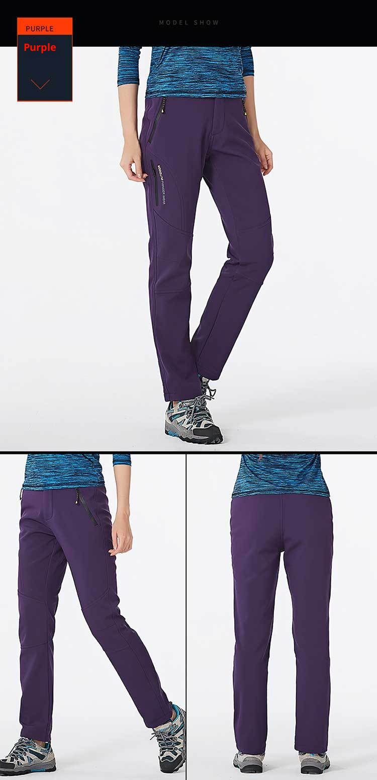 001 Soft Shell Softshell Men Women Fleece-Lined Ski Thickened Warm Outdoor Fleece Hiking Pants_voghion.com