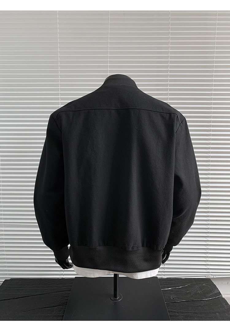 boy Black Warrior Heavy Canvas Flight Jacket Men's Autumn Bomber Inverted Triangle Silhouette Washed Vintage Cotton Coat_voghion.com