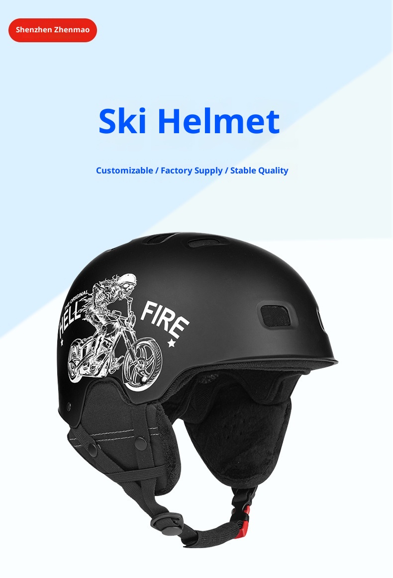001 Skull Style Head-Mounted Ski Outdoor Adjustable Single And Double Board Sports Snow Helmet Anti-Collision Equipment_voghion.com