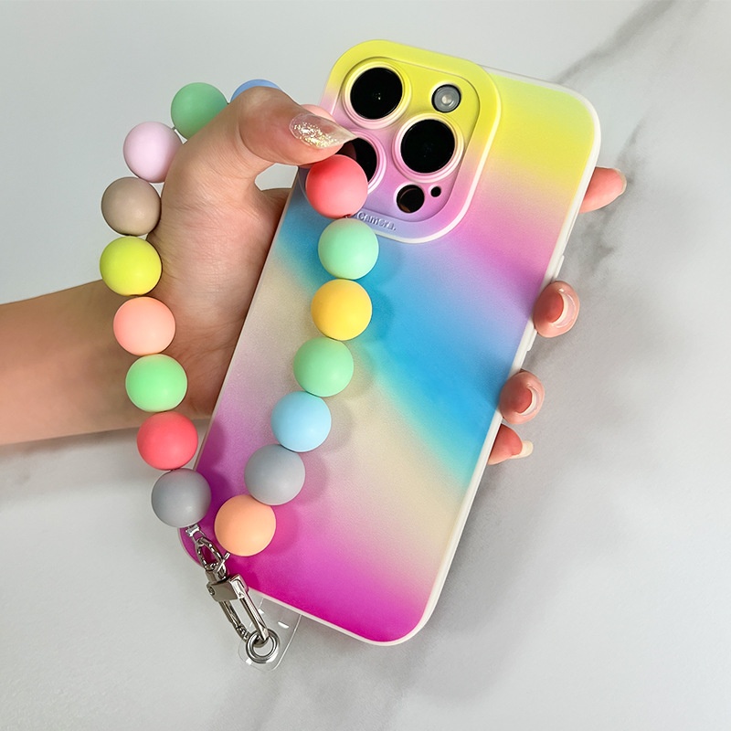 TechGlobe Hanging 16 Rainbow Strap 15 Pro Chain 14 Custodia morbida compatibile con iPhone 13_voghion.com