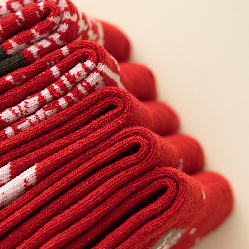 Lillian Cross-Border Trade Dames Mid-Calf Kasjmier Warme Verdikte Dames Kerst Rode Nieuwjaarssokken_voghion.com