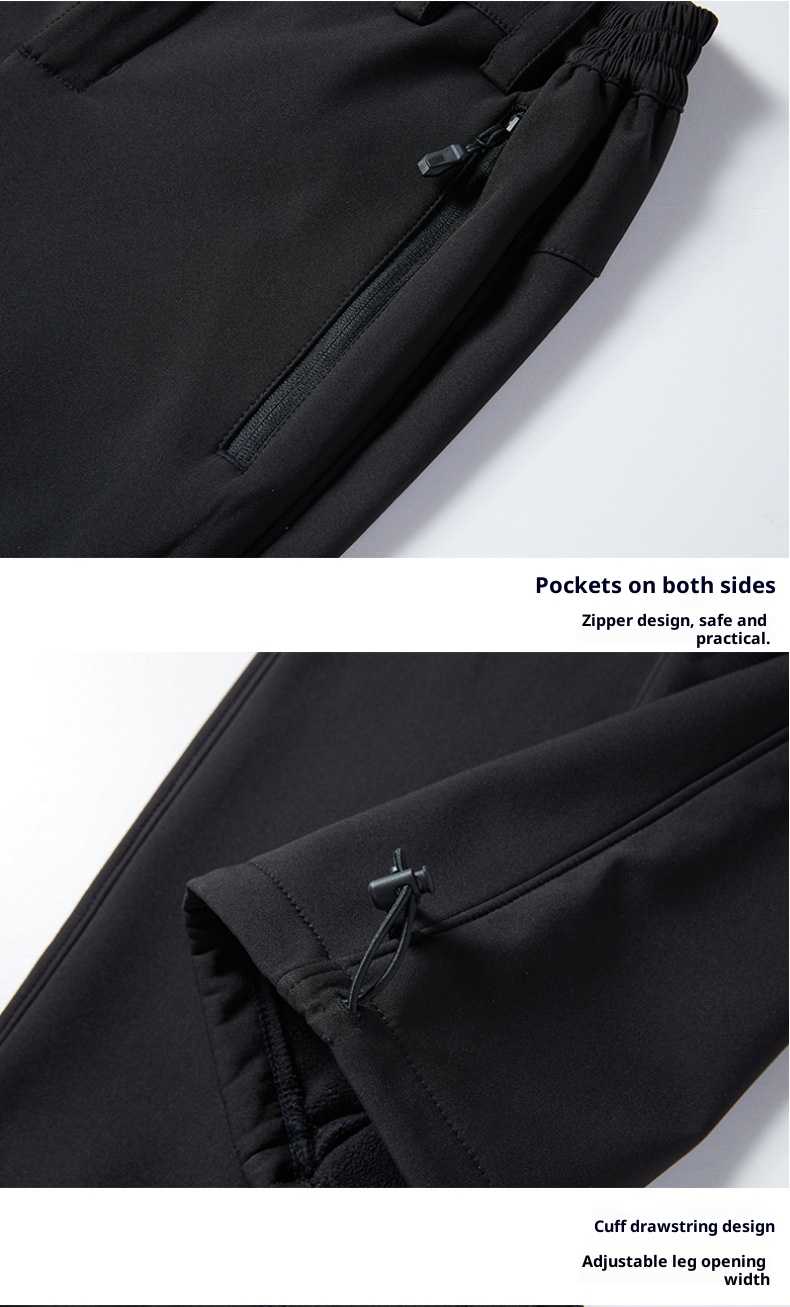 001 Softshell Pants For Men And Women, Outdoor Waterproof Windproof Fleece Lined Thickened Autumn Winter Long Soft Shell_voghion.com