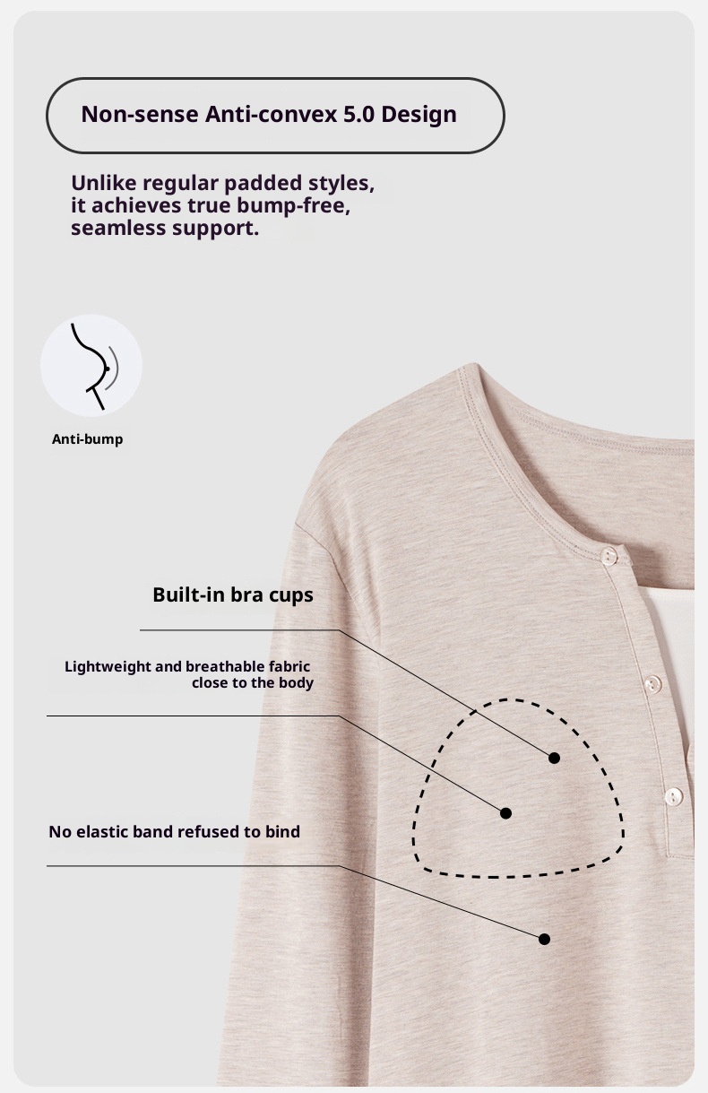 ChicShe 2025 New Women's Pajamas With Chest Pads Modal Cotton Long Sleeve Spring And Autumn Simple Homewear Set_voghion.com