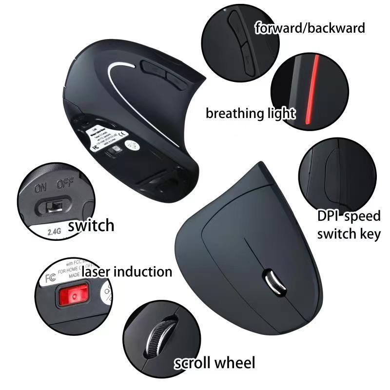 Techglobe Left-Handed Silent Wireless Comfortable Genuine No Delay Adjustable Bass White Dual-Mode Luminous Mouse Power Saving_voghion.com