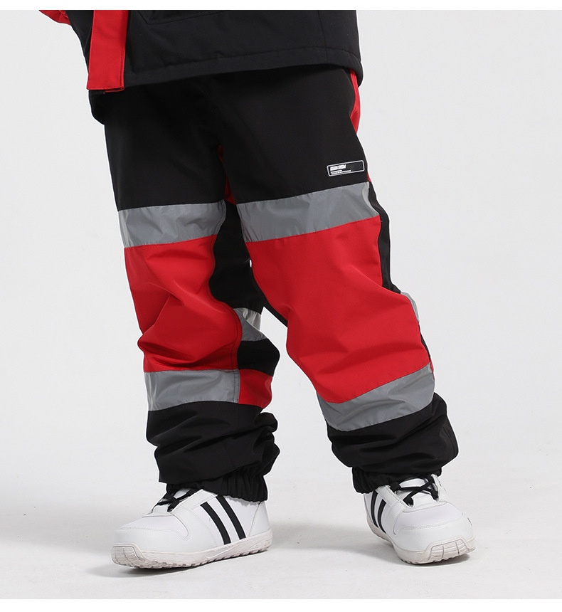 001 Gsousnow Luminous Color Block Snow Unisex 2021 Waterproof Warm Snowboard Pants_voghion.com