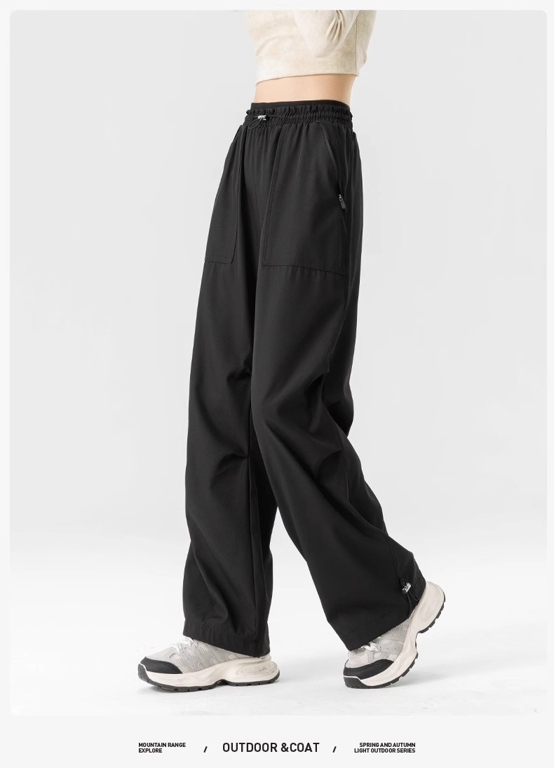 001 Woodpecker Pantalones casuales de verano para mujer, largos, con cordón, sencillos, de cintura alta, adelgazantes, de pierna ancha, para exteriores, para hombre_voghion.com