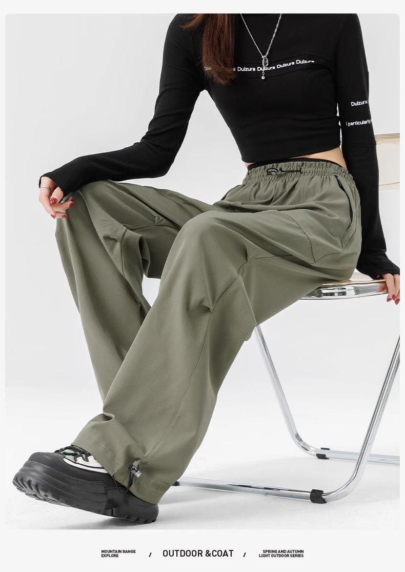 001 Woodpecker Pantalones casuales de verano para mujer, largos, con cordón, sencillos, de cintura alta, adelgazantes, de pierna ancha, para exteriores, para hombre_voghion.com