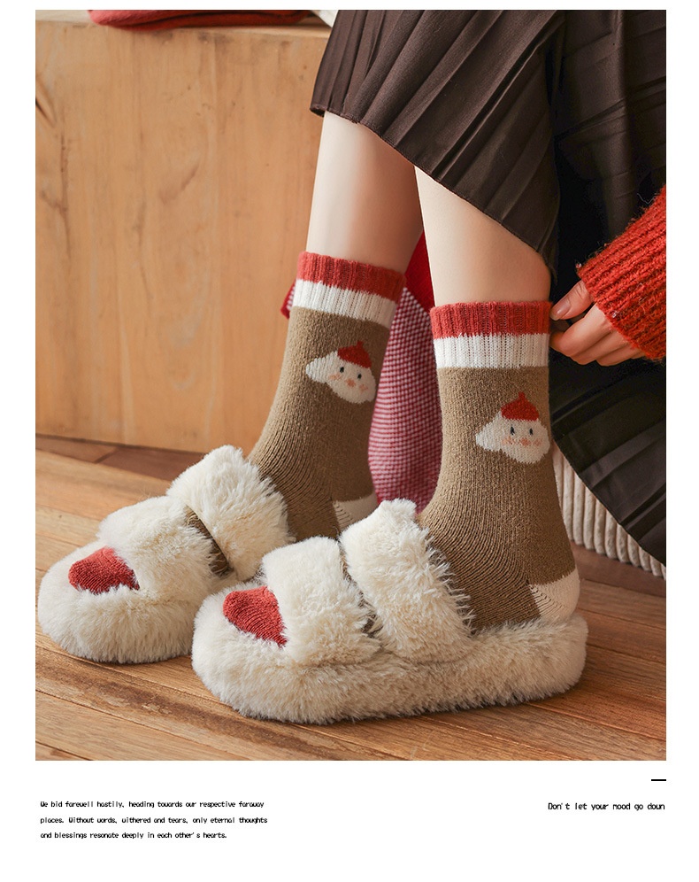 Lillian Thick For Women, Autumn And Mid-Calf Socks, 2024 New Winter Fleece-Lined Thickened Warm Red Christmas Terry Long Socks_voghion.com