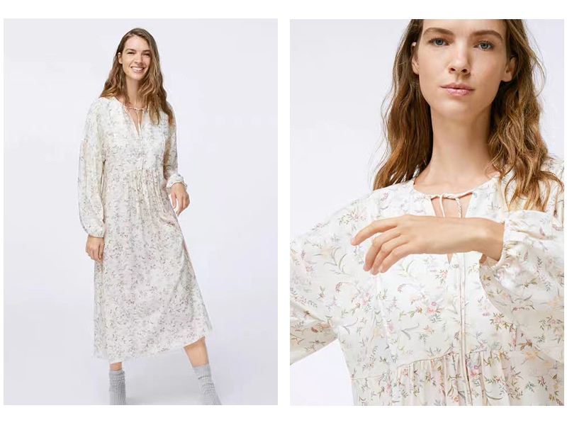 ChicShe Spanish O Marka Kadın İlkbahar Yaz Gül Uzun Kollu Vintage Küçük Çiçekli Pamuklu Rayon Pijama Takımı Kadınlar İçin_voghion.com