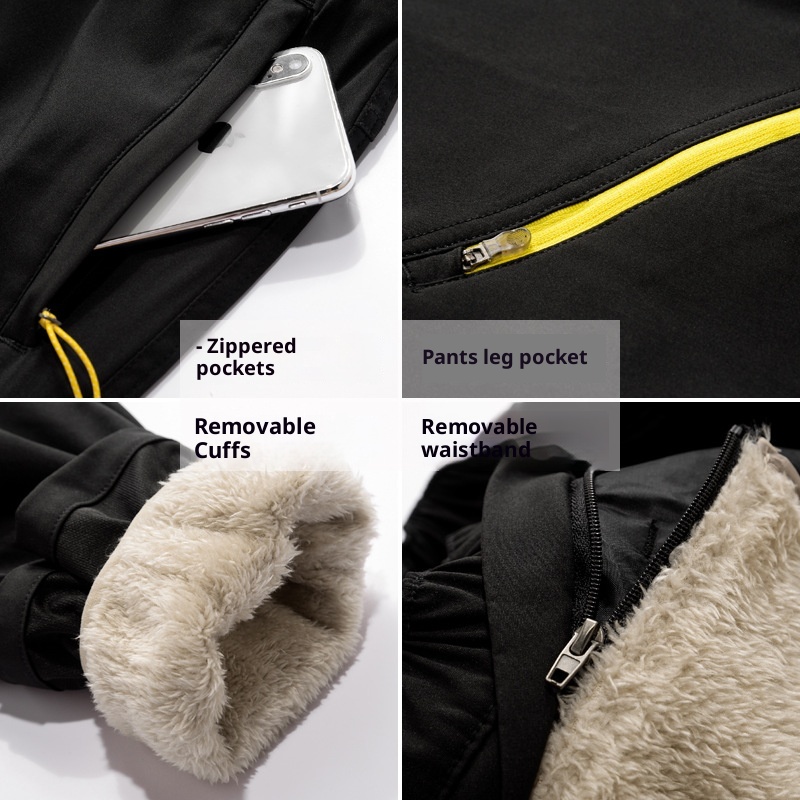 001 Outdoor Softshell For Men Women, Autumn And Winter Fleece-Lined Thickened Detachable Liner Warm Hiking Pants_voghion.com
