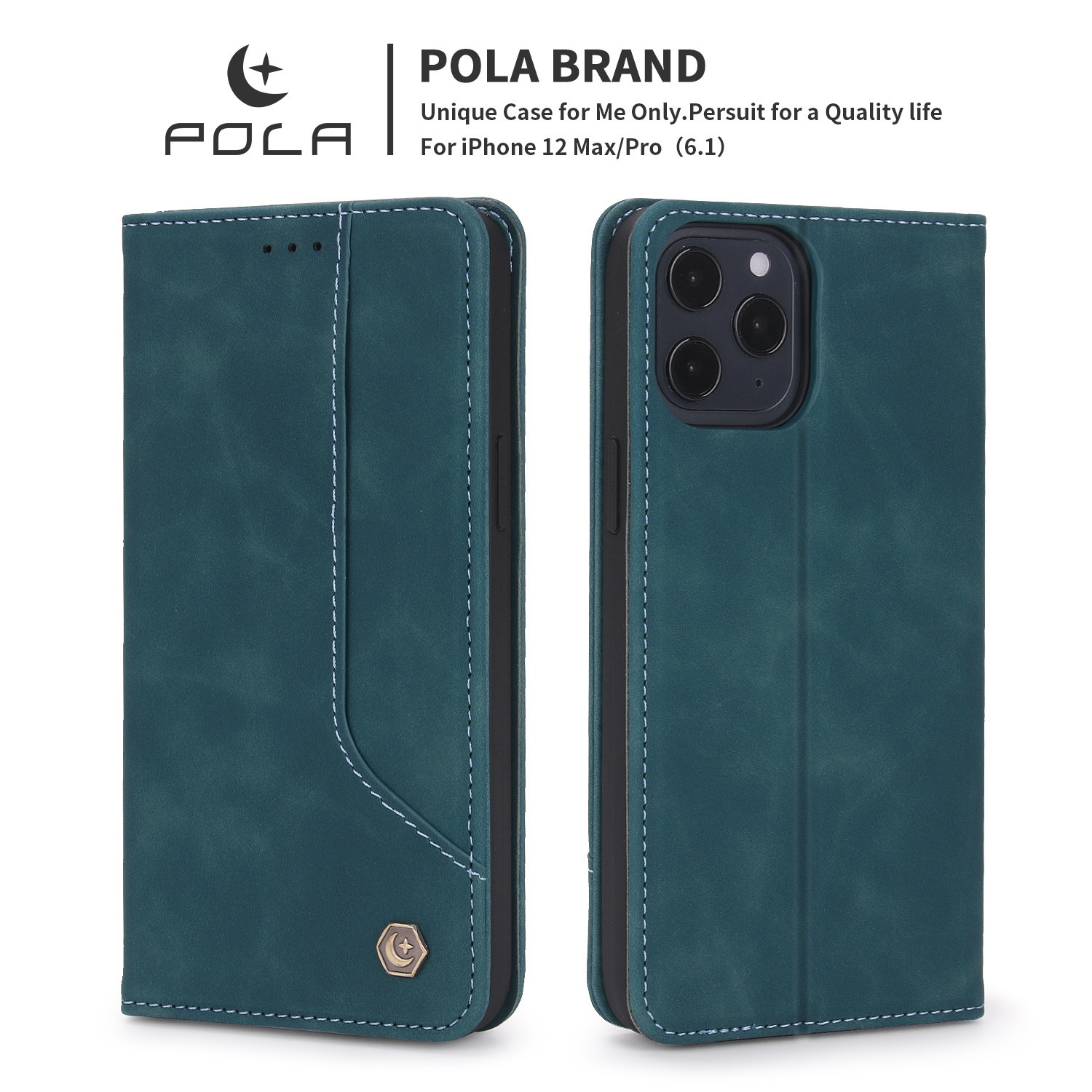 Custodia a portafoglio in pelle con slot per schede NFC e flip cover in PU con effetto pelle al tatto, adatta per iPhone 12 P40_voghion.com