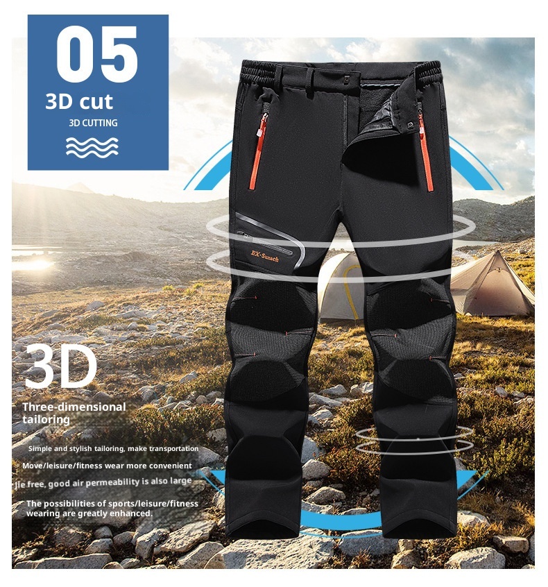001 Men's Windproof Waterproof Outdoor Sports Hiking Spring Autumn Thin Soft Shell Rainproof Mountaineering Pants_voghion.com