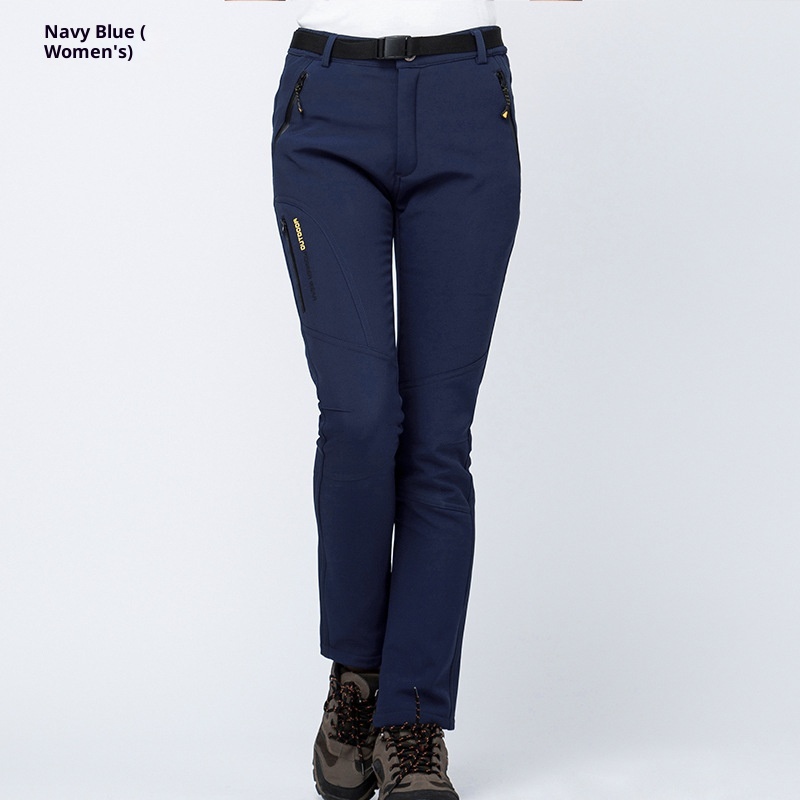 001 Winter Fleece-Lined For Men Women, Windproof And Waterproof, Hiking Pants, Couples' Warm Softshell Pants_voghion.com