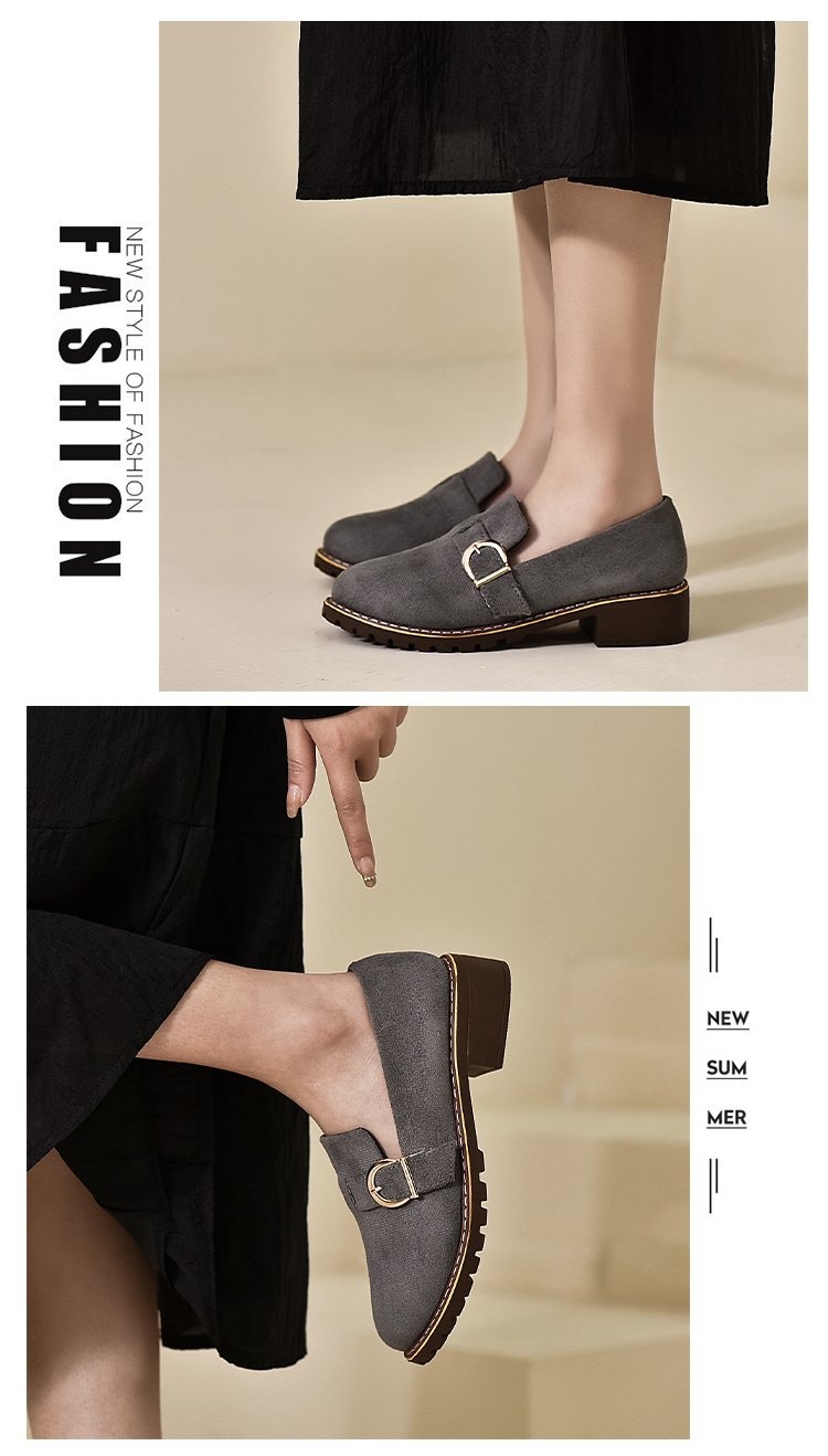 Plus size loafers voor vrouwen 2024 lente nieuwe mode riem gesp instappers suède oppervlak vierkante hak moeder schoenen_voghion.com