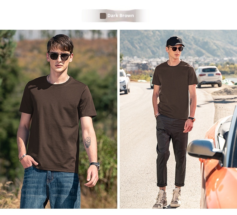 Maglietta base da uomo in cotone di seta ghiaccio fresco, manica corta, estiva, bianca, tinta unita, mercerizzata_voghion.com