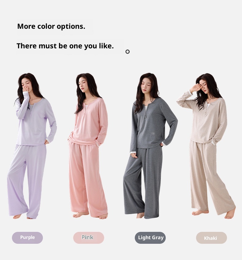 ChicShe 2025 New Women's Pajamas With Chest Pads Modal Cotton Long Sleeve Spring And Autumn Simple Homewear Set_voghion.com